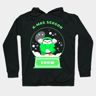 Xmas Season Snow Penguin (Green) Hoodie